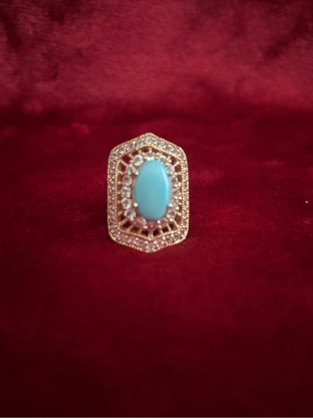 Gold Filigree Ring with Turquoise Cabochon
